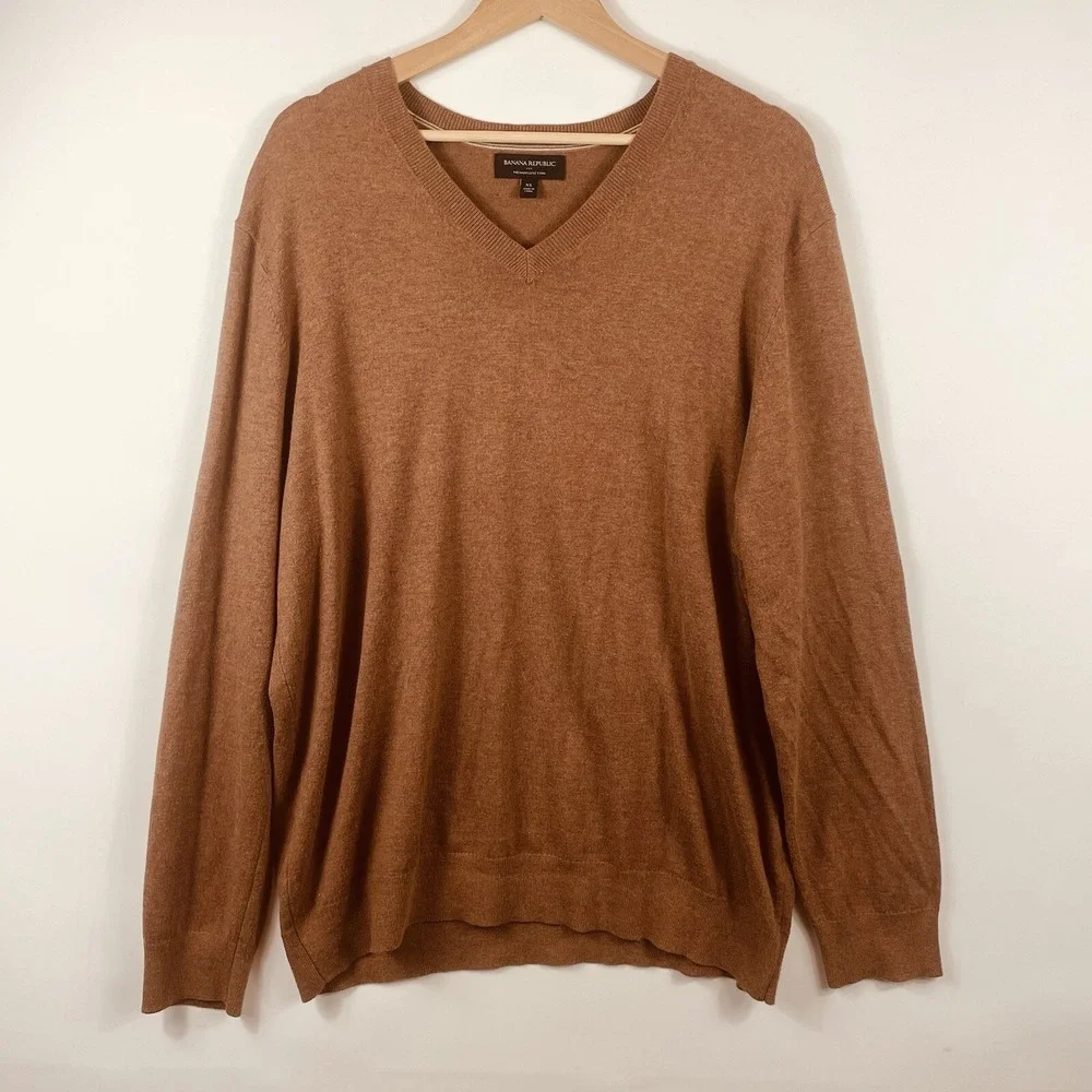 Banana Republic Mens XL Sweater Premium Luxe‎ Yarn Brown Preppy Grunge Indie